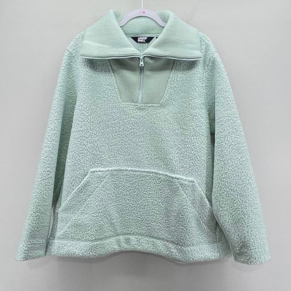 Land’s End Mint Green Cozy Boucle Fleece Pullover‎